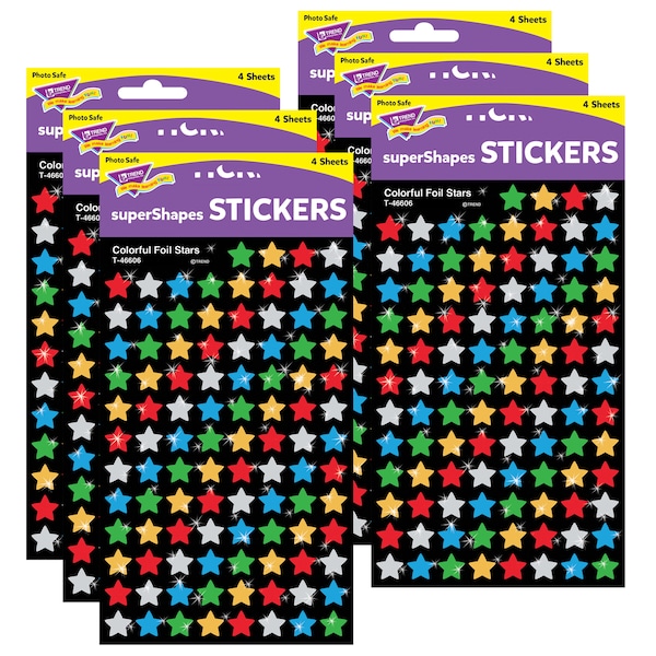 Trend Enterprises Colorful Foil Stars superShapes Stickers, PK2400 T46606 - main